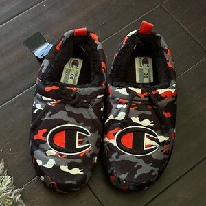 Champion Red/orange and Black Camouflage Slippers - Youth size 6 - New